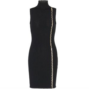 Versace Ribbed Gold Chain Sleeveless Mini Dress